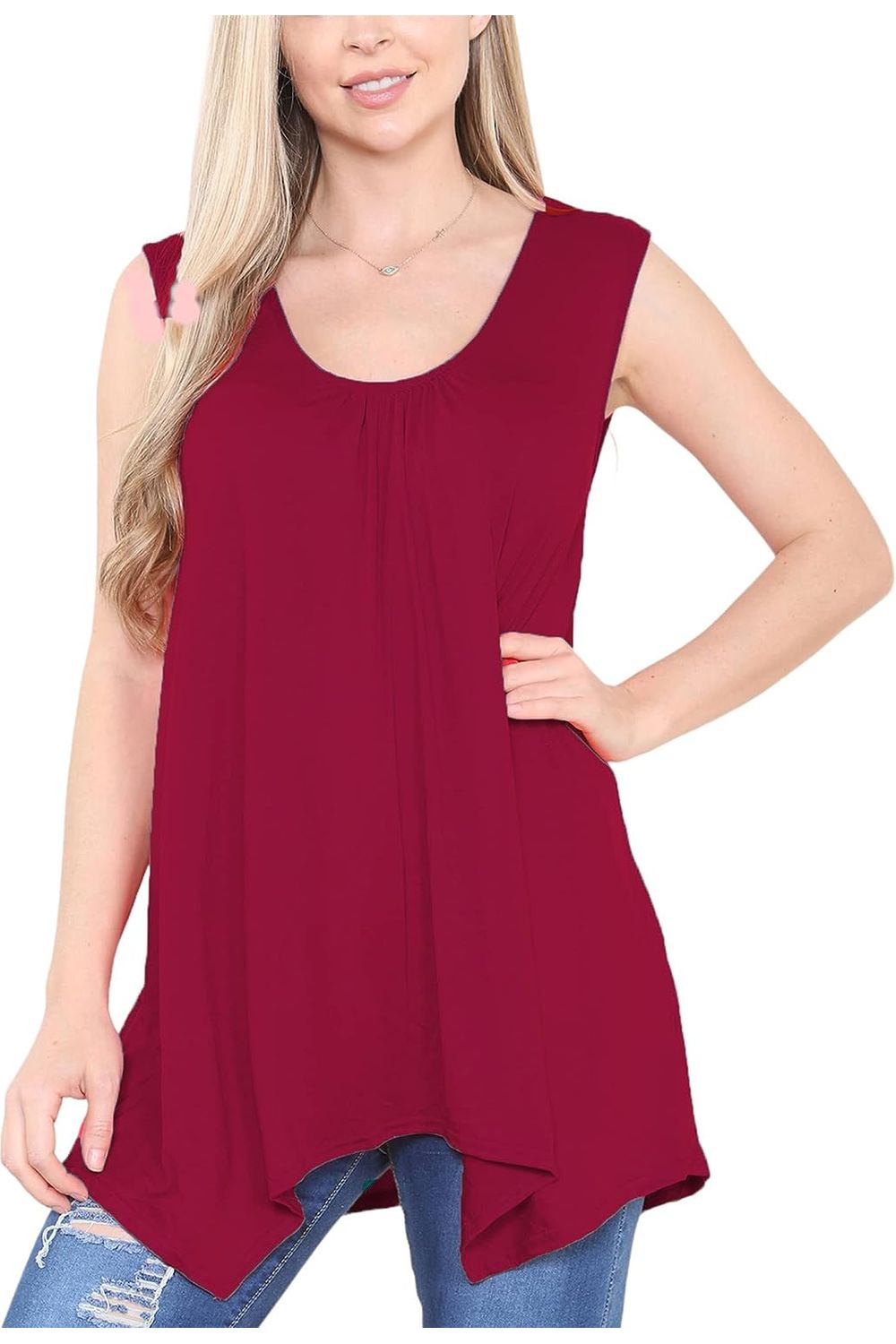 Sleeveless Hanky Hem Vest Top