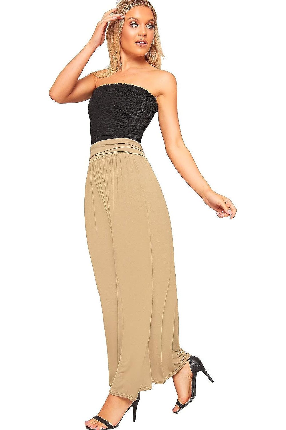 Pleated Fold Over High Waist Gypsy Long Maxi Skirt Skirt WearAll