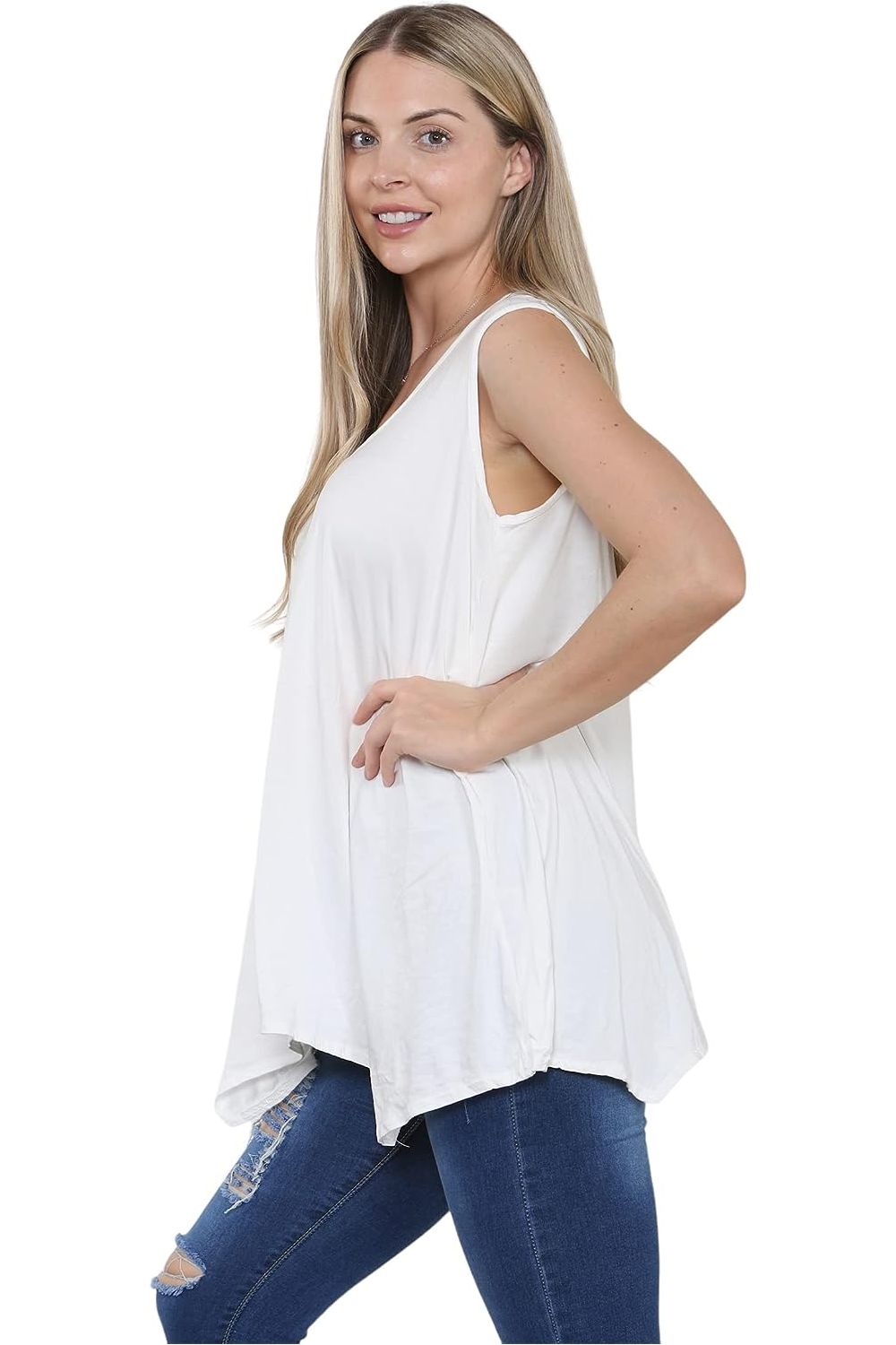 Sleeveless Hanky Hem Vest Top