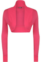 Long Sleeve Ribbed Bolero Shrug Tops WearAll Cerise 8-10