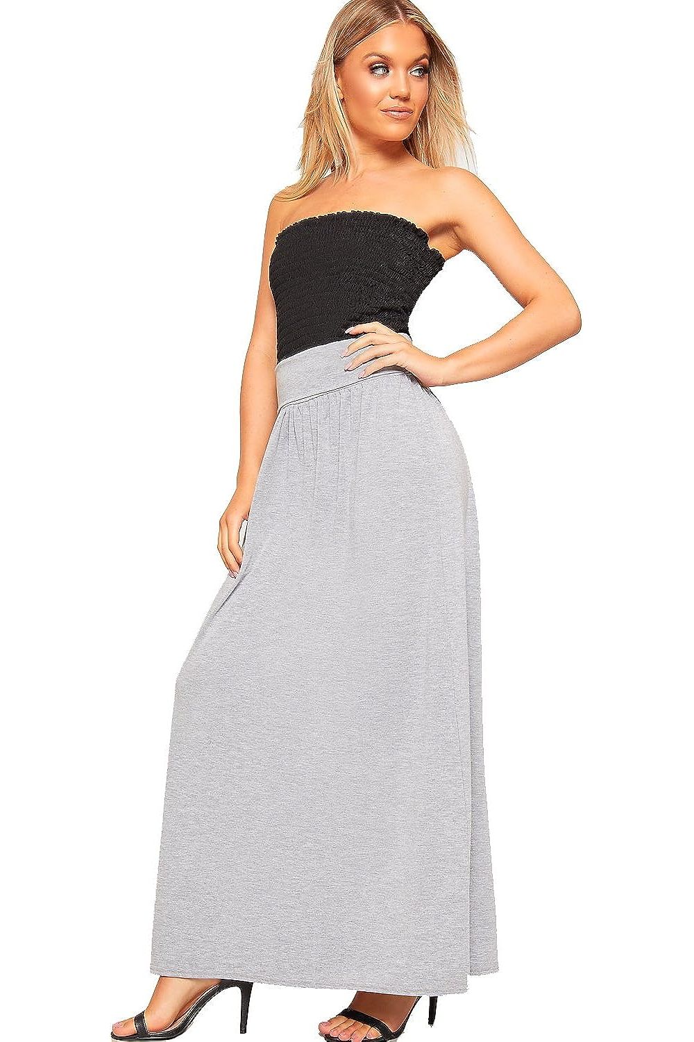 Plus Size Pleated Fold Over High Waist Gypsy Long Maxi Skirt