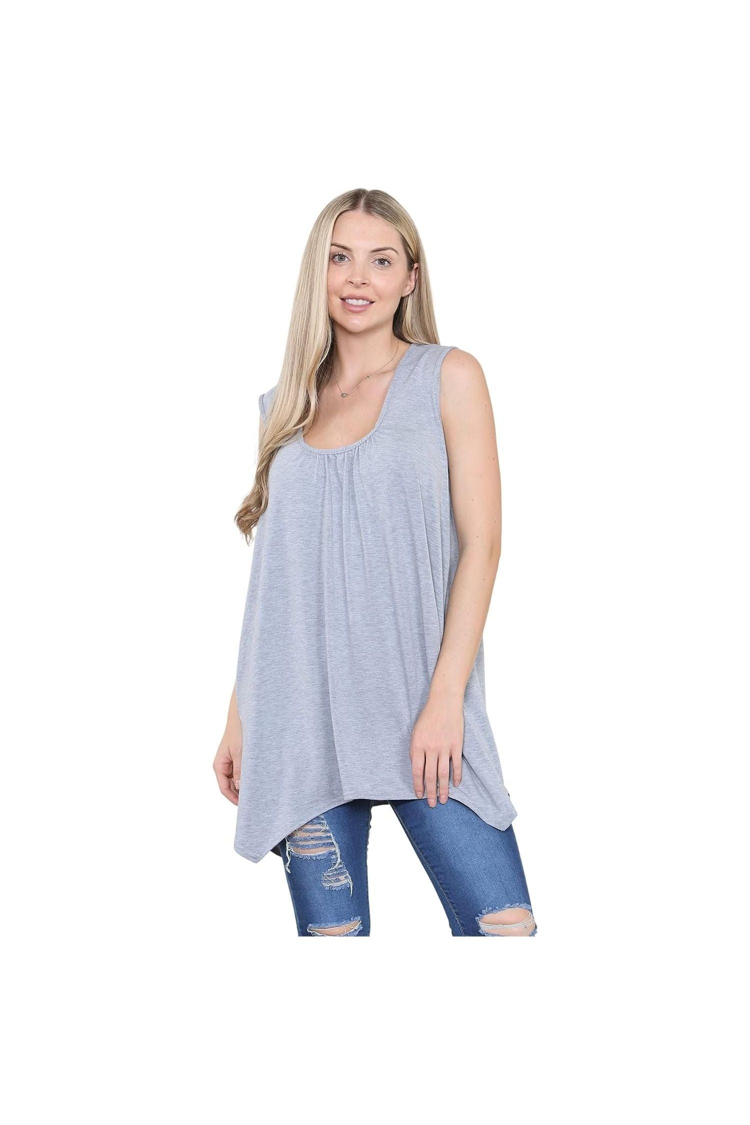 Sleeveless Hanky Hem Vest Top