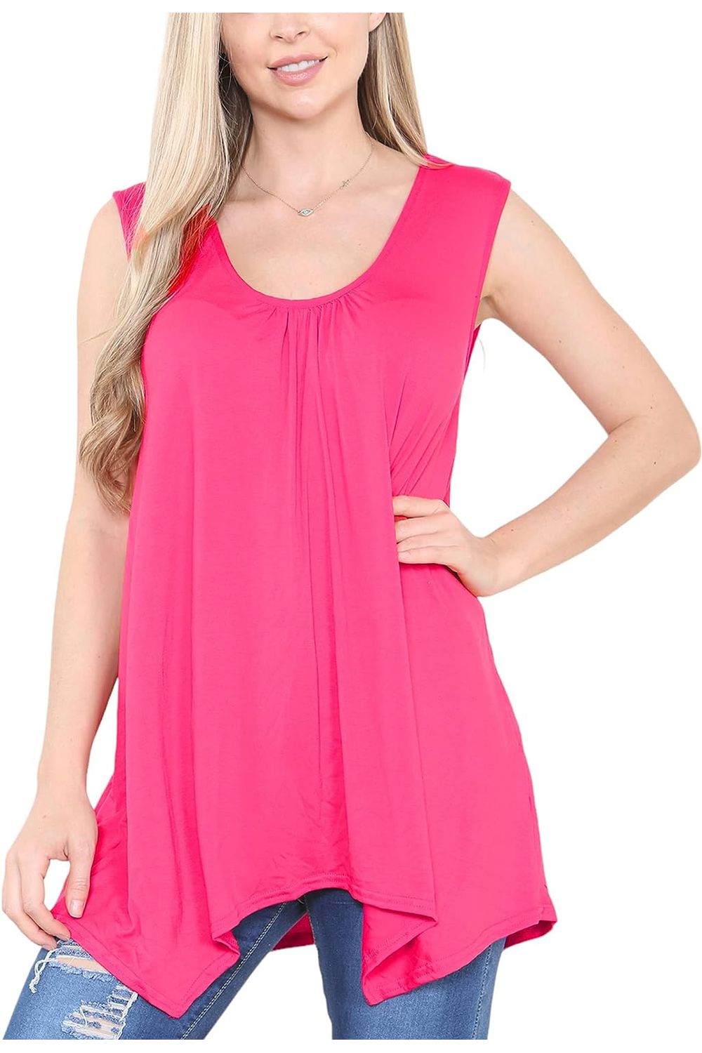 Sleeveless Hanky Hem Vest Top