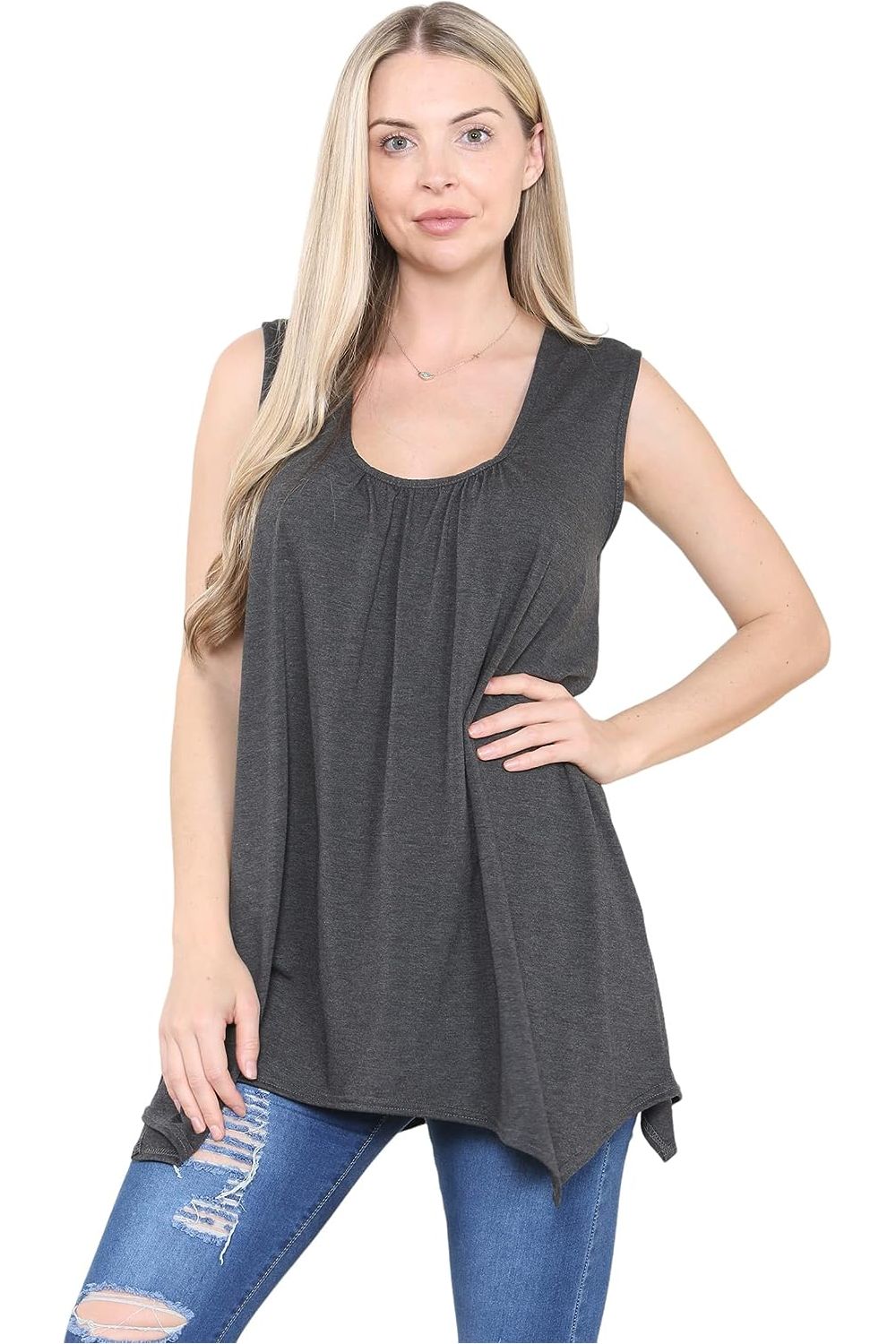 Sleeveless Hanky Hem Vest Top