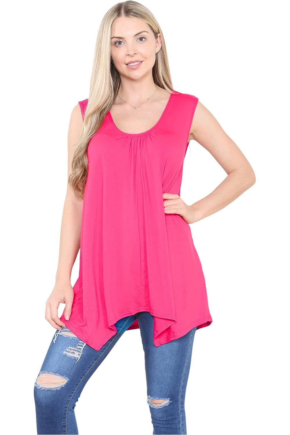 Sleeveless Hanky Hem Vest Top