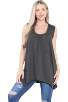 Sleeveless Hanky Hem Vest Top