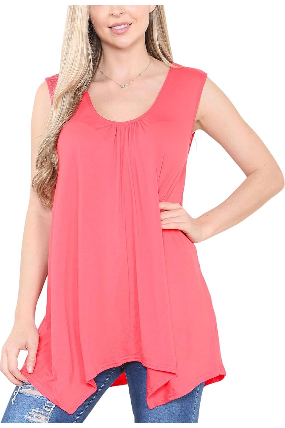 Sleeveless Hanky Hem Vest Top