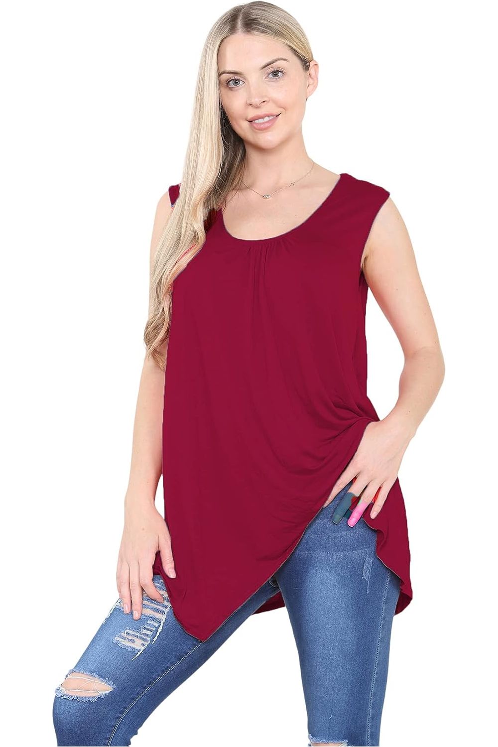 Sleeveless Hanky Hem Vest Top