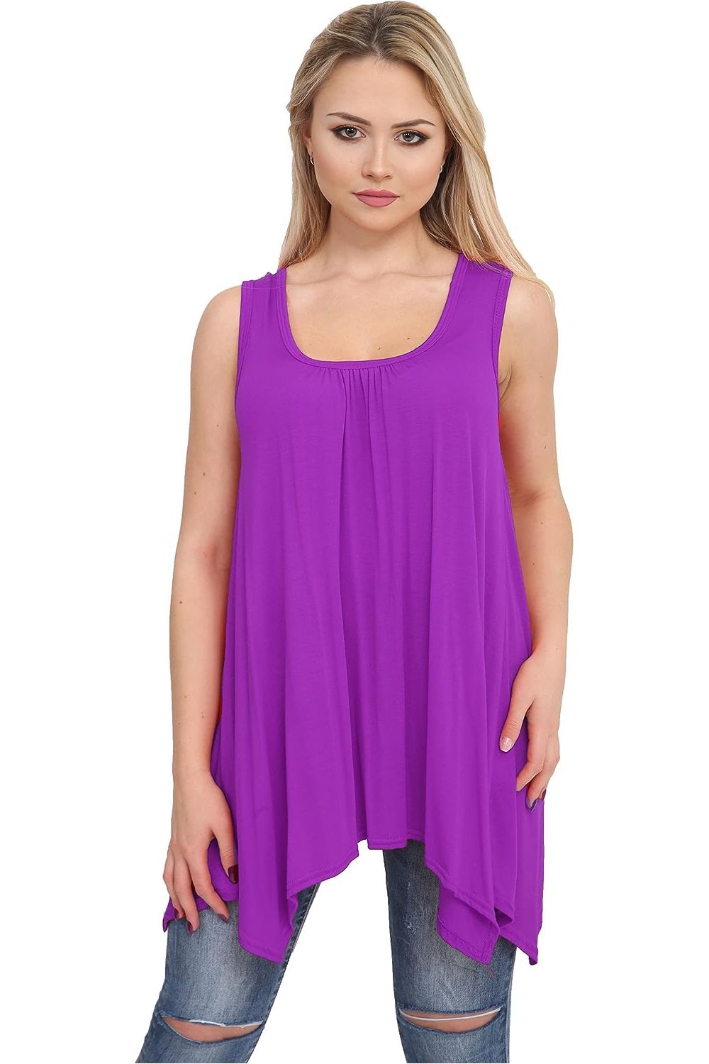 Sleeveless Hanky Hem Vest Top