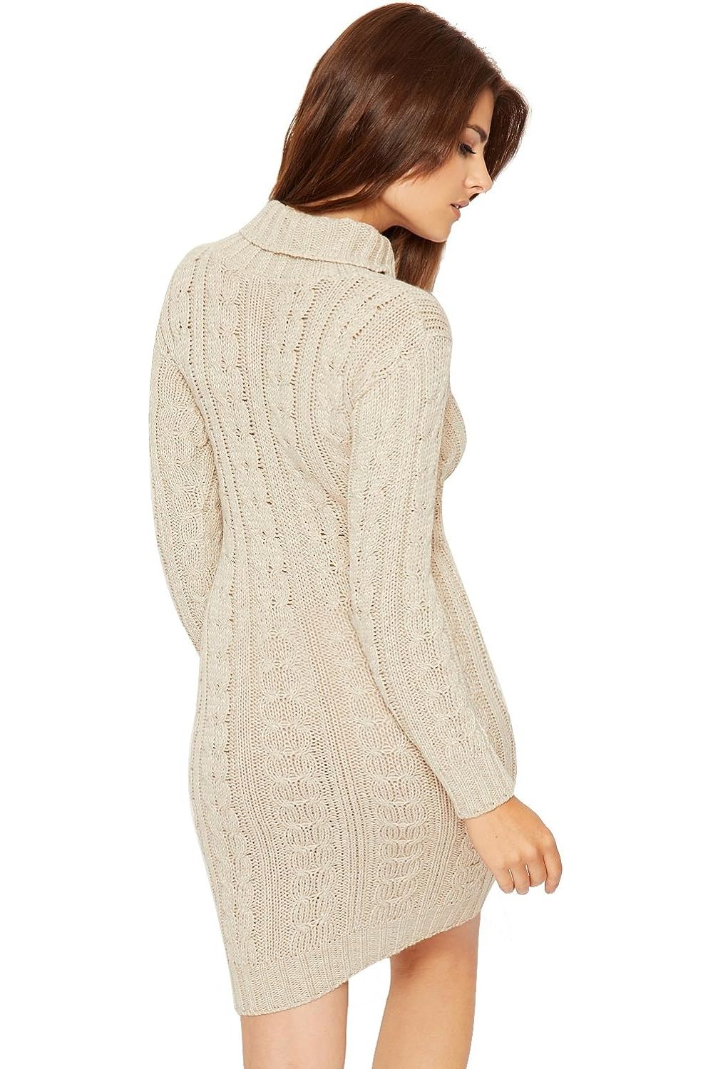 Polo High Neck Cable Knitted Jumper Dress