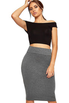 Bodycon Pencil High Waisted Midi Skirt Skirt WearAll Dark Grey 12-14