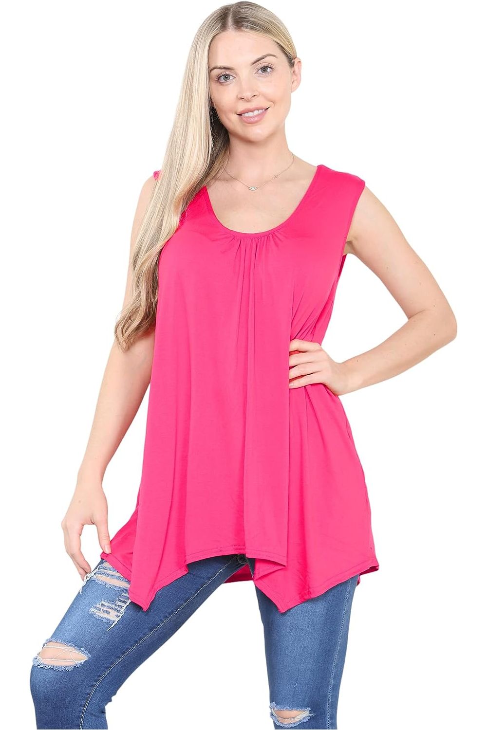 Sleeveless Hanky Hem Vest Top