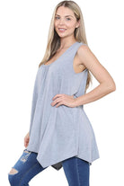 Sleeveless Hanky Hem Vest Top