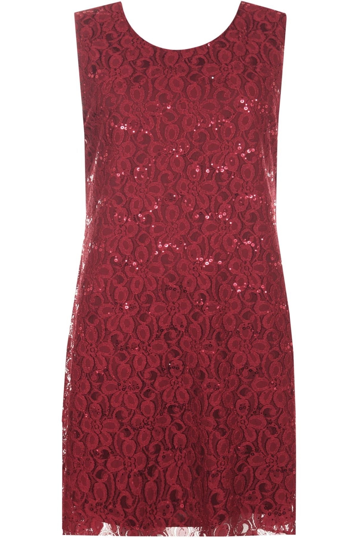 Flapper Lace Dress Dress WearAll Wine 12-14