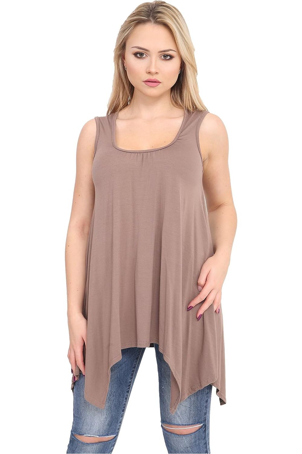 Sleeveless Hanky Hem Vest Top