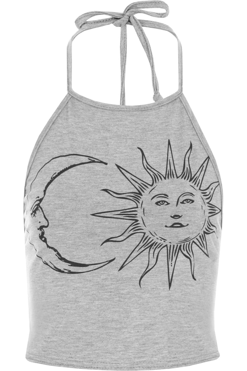 Sun Moon Print Halter Neck Crop Vest Top BraTop WearAll