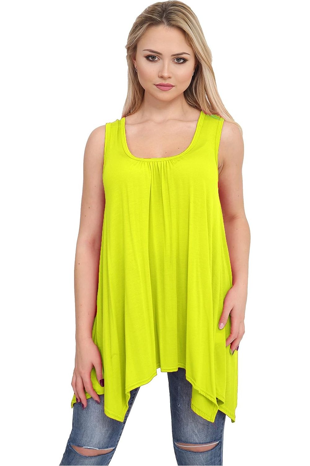 Sleeveless Hanky Hem Vest Top