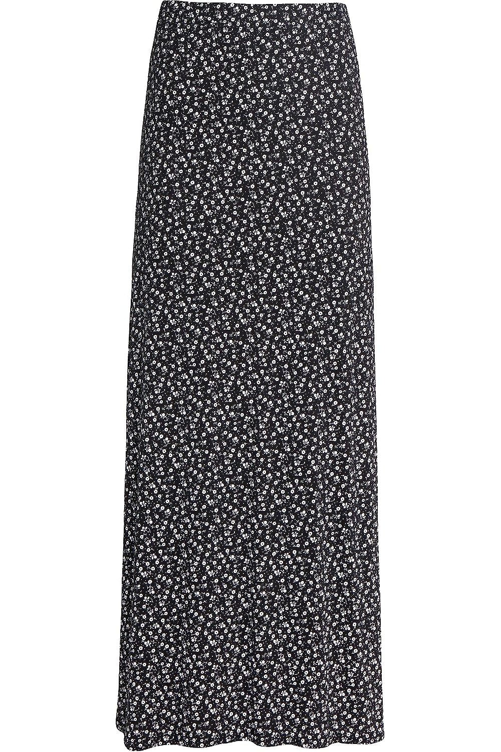 Plus Size Small Flower Print Maxi Skirt