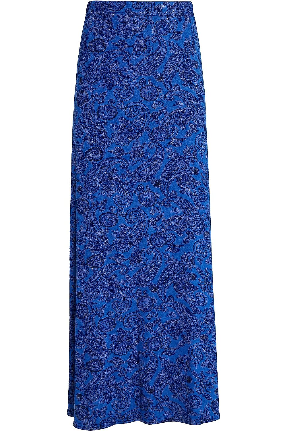 Plus Size Royal Paisley Print Maxi Skirt