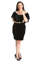 Plus Size Velvet Frill Top Midi Dress Dress WearAll