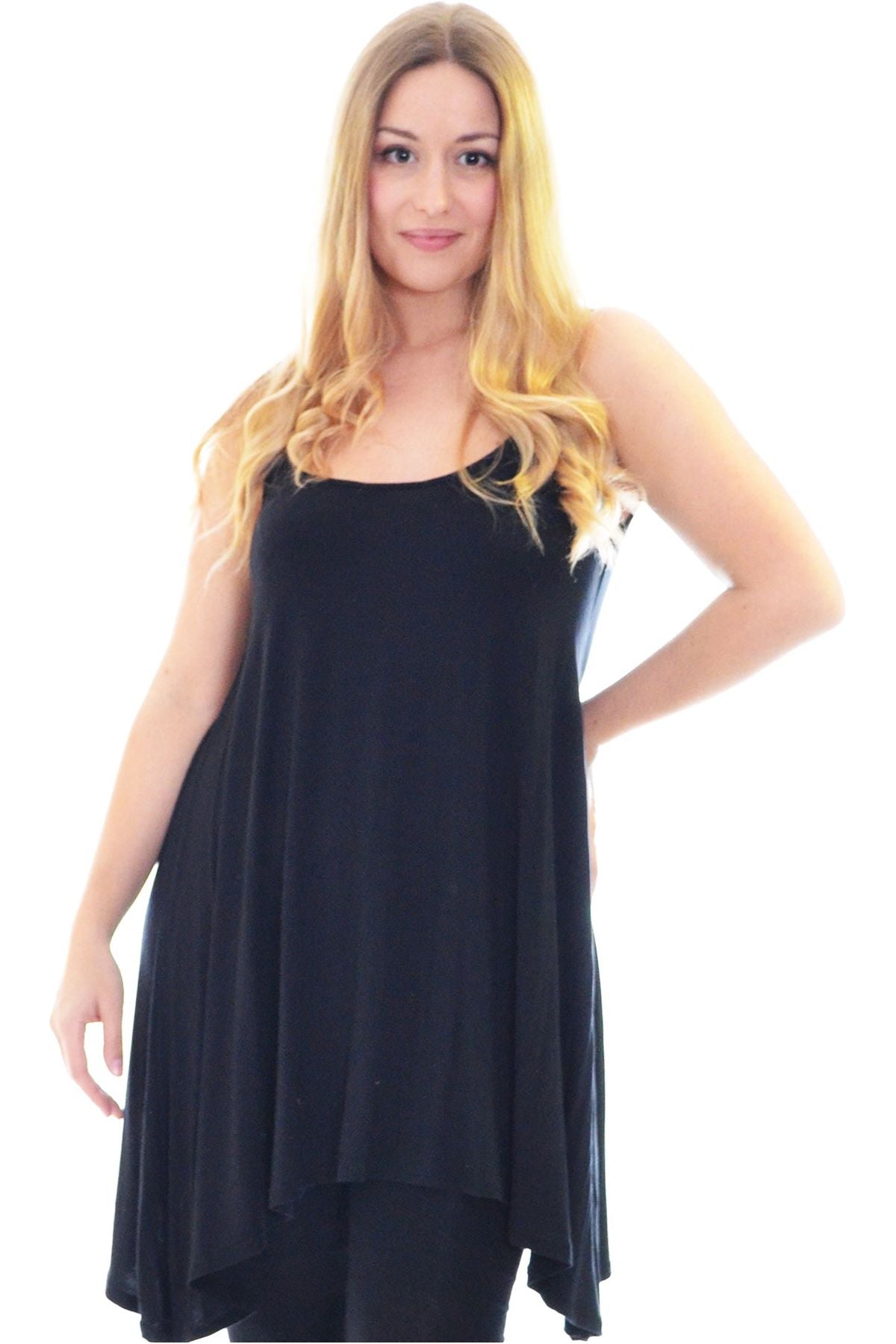 Plus Size Strappy Mini Dress Vest Top Dress WearAll Black 16-18