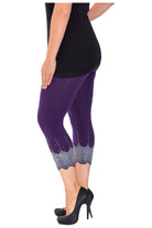 Scallop Edge Sequin Leggings Leggings WearAll Purple 12-14