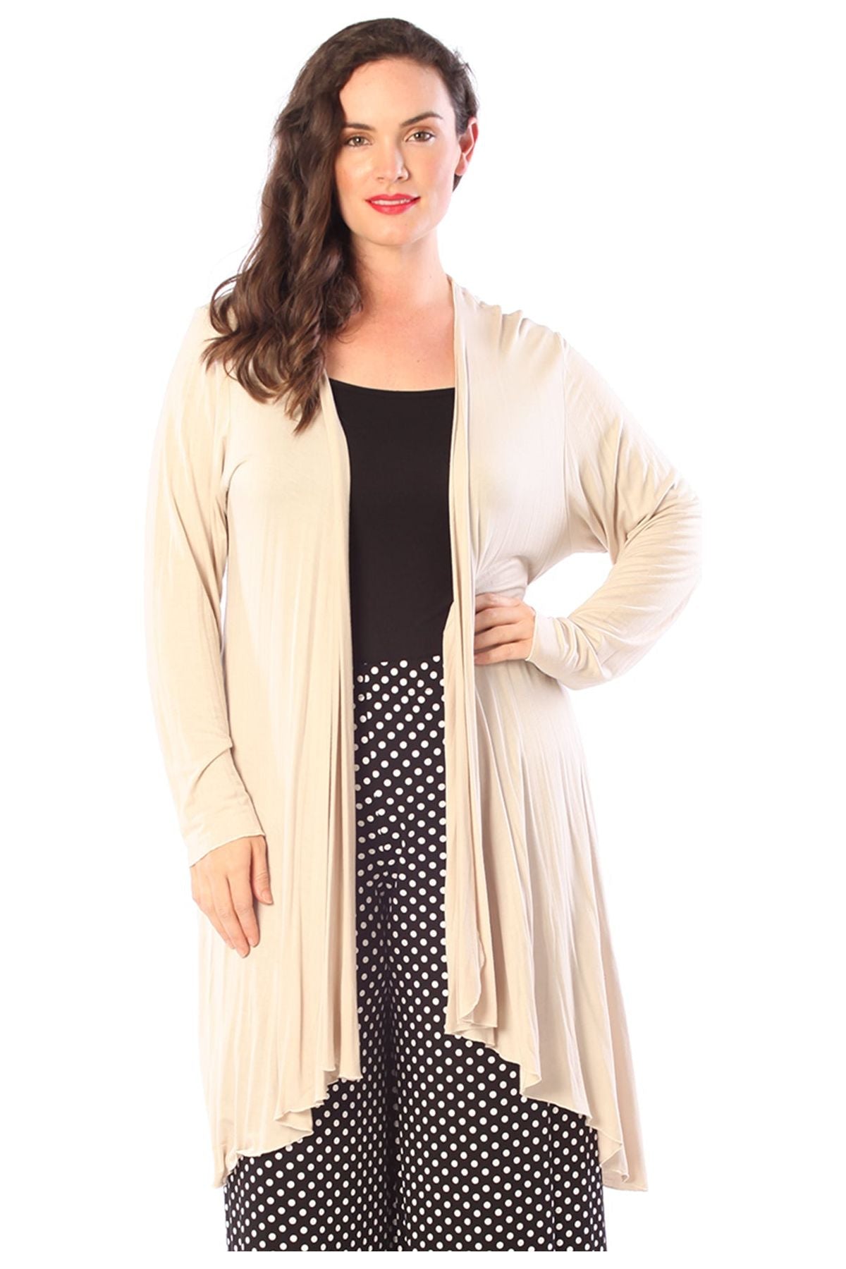 Open Front Hanky Hem Longsleeve Cardigan