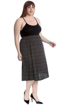 Plus Size Circle Print Midi Skirt