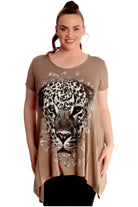 Leopard Print Hanky Hem Short Sleeve Top