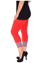 Scallop Edge Sequin Leggings Leggings WearAll Red 12-14