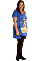 Rudolph on Wall Print Hanky Hem Short Sleeve Top