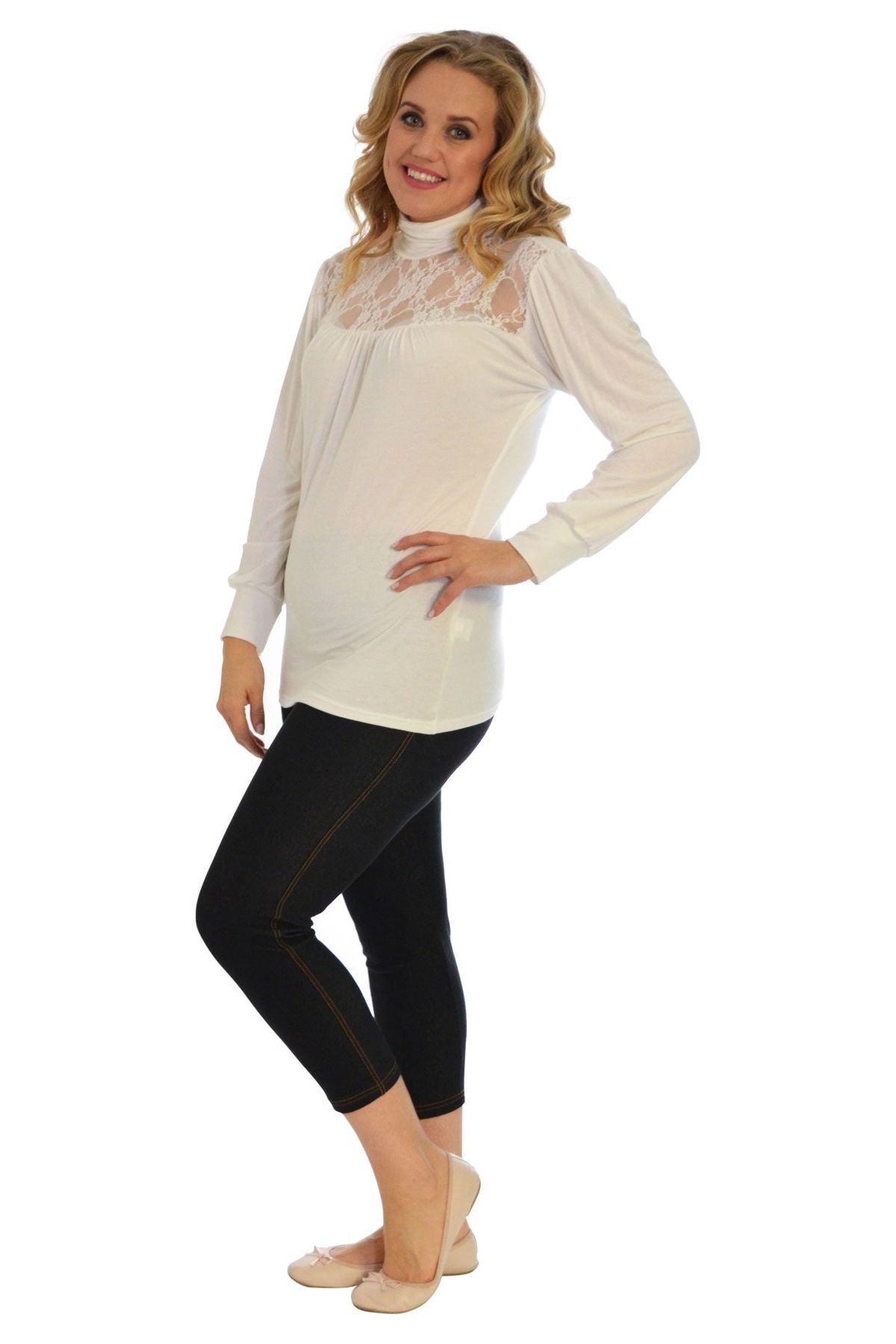 Lace Turtle Neck Long Sleeve Top Tops WearAll