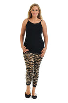 Plus Size Cropped Tiger Lace Trim Leggings Leggings WearAll