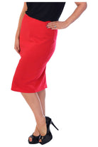 Plus Size Plain Ponte Pencil Skirt Skirt WearAll