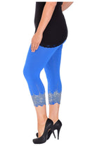 Scallop Edge Sequin Leggings Leggings WearAll Blue 12-14