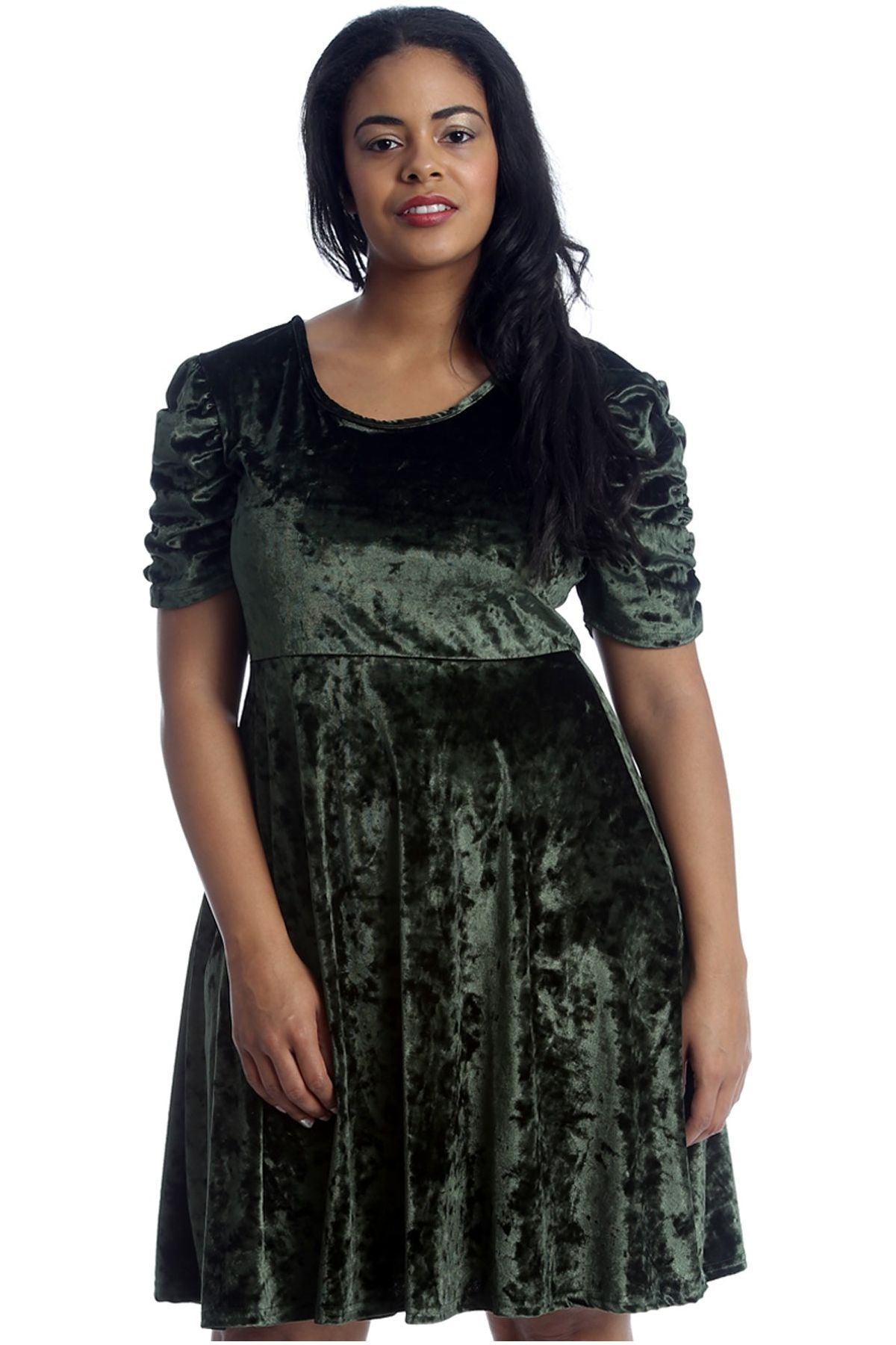 Plus Size Skater Style Velvet Cross Back Dress