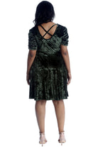 Plus Size Skater Style Velvet Cross Back Dress Dress WearAll