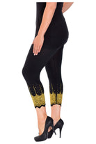 Scallop Edge Sequin Leggings Leggings WearAll Black Gold 12-14