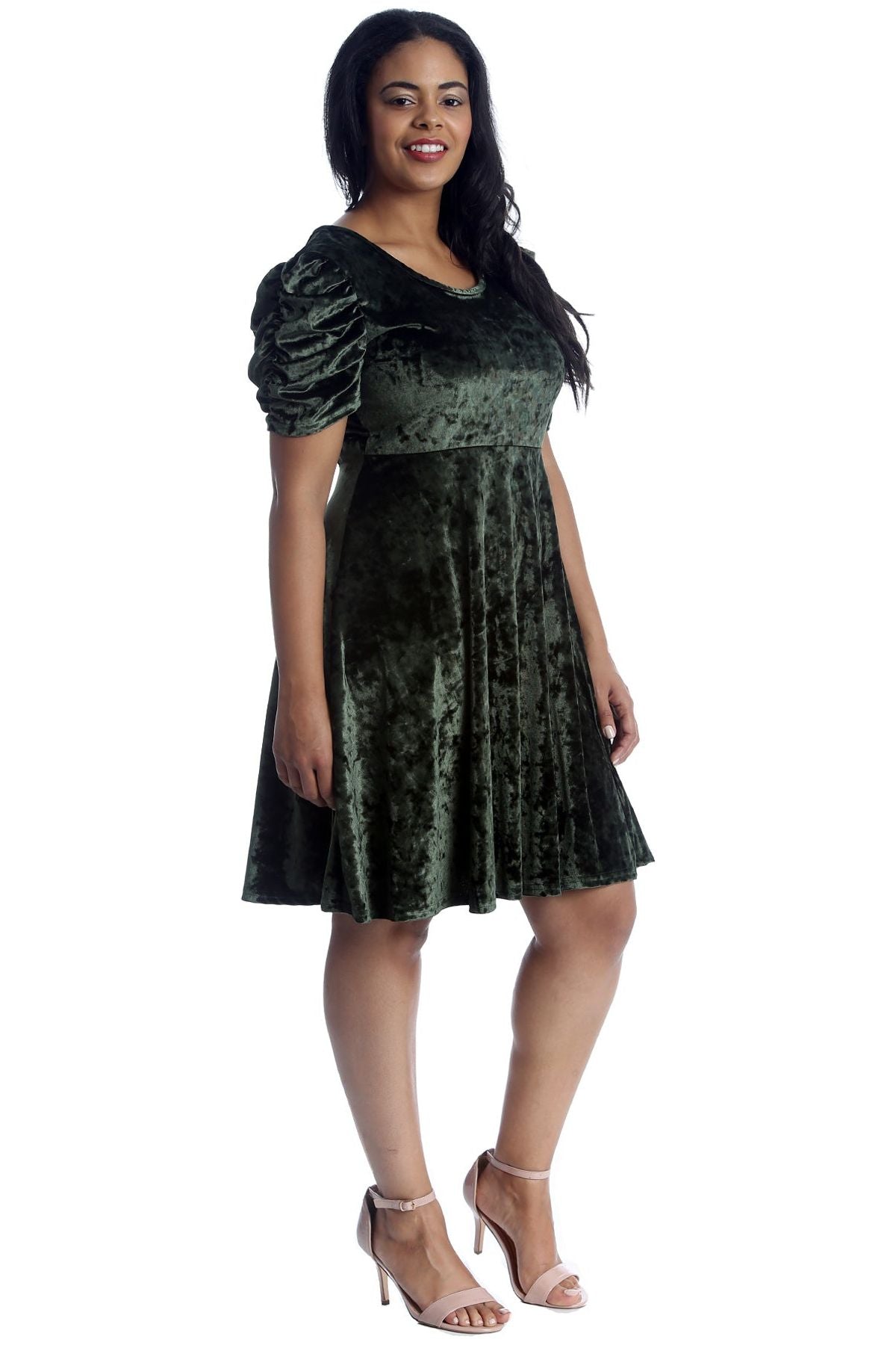 Plus Size Skater Style Velvet Cross Back Dress Dress WearAll