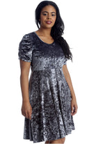 Plus Size Skater Style Velvet Cross Back Dress Dress WearAll