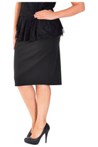 Plus Size Plain Ponte Pencil Skirt Skirt WearAll Black 14-Dec