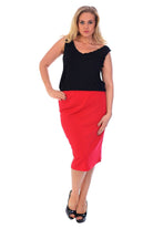 Plus Size Plain Ponte Pencil Skirt Skirt WearAll