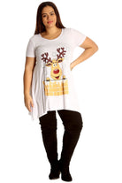 Rudolph on Wall Print Hanky Hem Short Sleeve Top