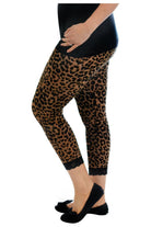 Cropped Leopard Lace Trim Leggings