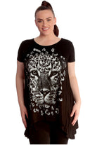 Leopard Print Hanky Hem Short Sleeve Top