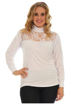 Lace Turtle Neck Long Sleeve Top Tops WearAll